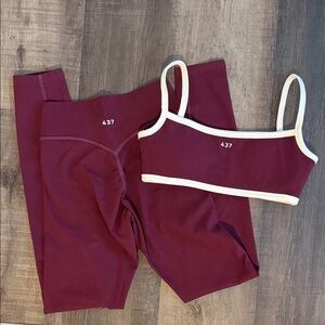 437 Women's Burgundy Crop Tank Top with Contrast Trim